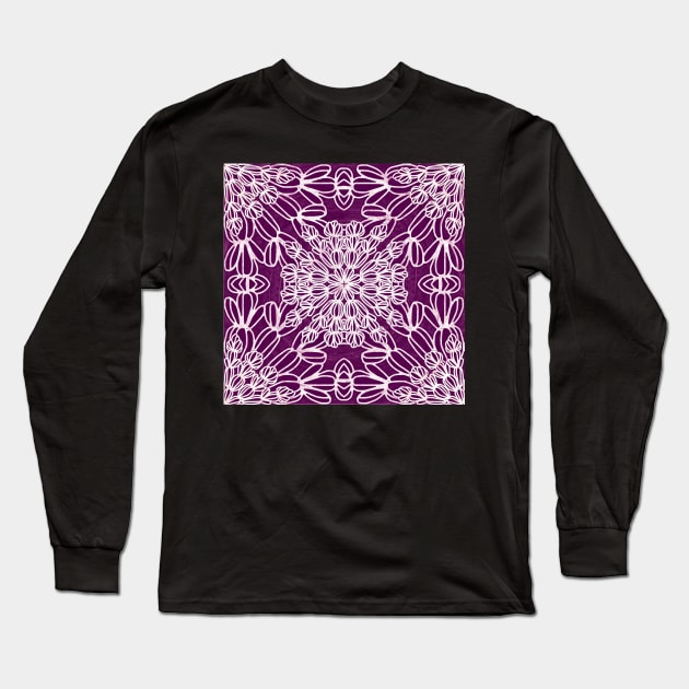 Violet Cactus Mandalas - Intricate Digital Illustration - Colorful Vibrant and Eye-catching Design for printing on t-shirts, wall art, pillows, phone cases, mugs, tote bags, notebooks and more Long Sleeve T-Shirt by cherdoodles